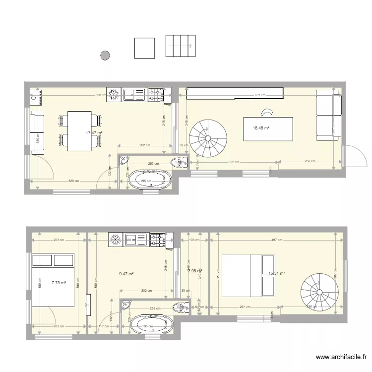 Maison Bleu 2. Plan de 