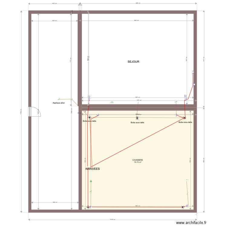 logis elec chambre bas et salon final. Plan de 0 pièce et 0 m2