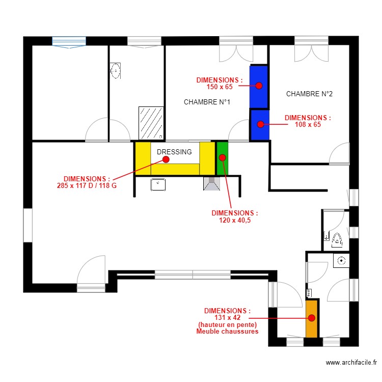 PLAN - CLOISONS sur mesure. Plan de 8 pièces et 96 m2