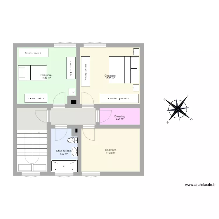 2ème étage 3 Chambres 1 Dressing. Plan de 2ème étage 3 Chambres 1 Dressing. Plan de
