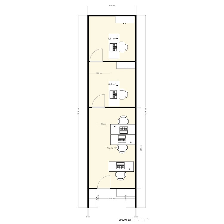 POS BUREAU MAINTENANCE. Plan de 3 pièces et 32 m2