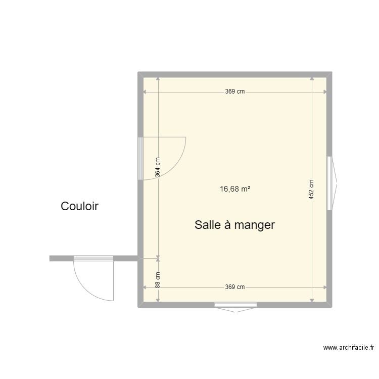 Tignet Salle à manger. Plan de 1 pièce et 17 m2