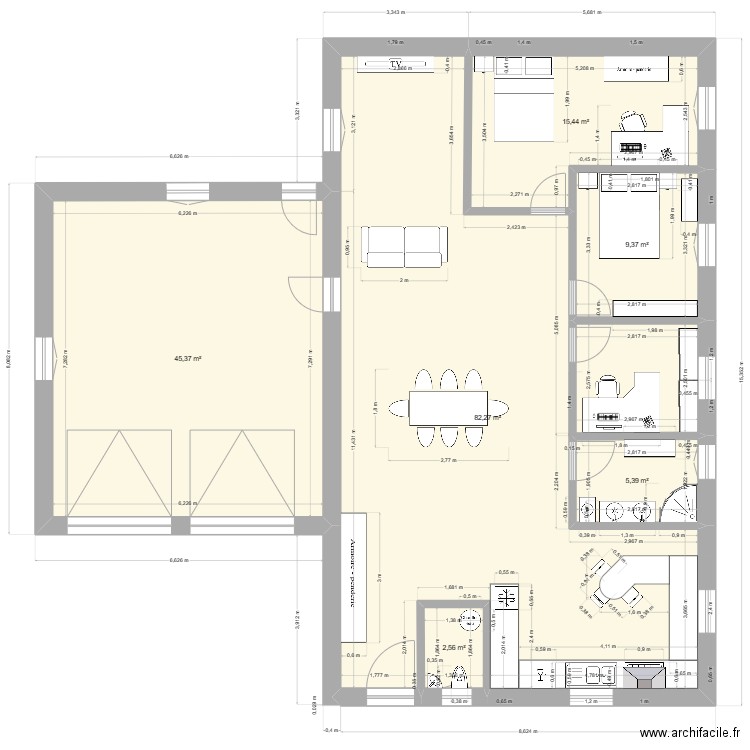 Plan maison 02. Plan de 6 pièces et 160 m2