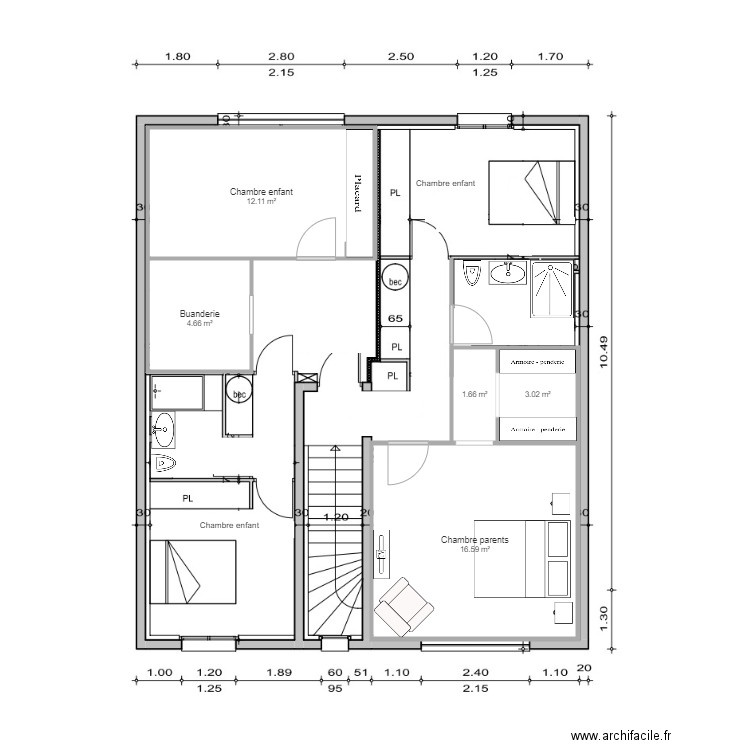 étage yc 2. Plan de 0 pièce et 0 m2