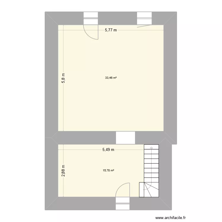 RDC. Plan de 2 et 49 m² RDC. Plan de 2 et 49 m²