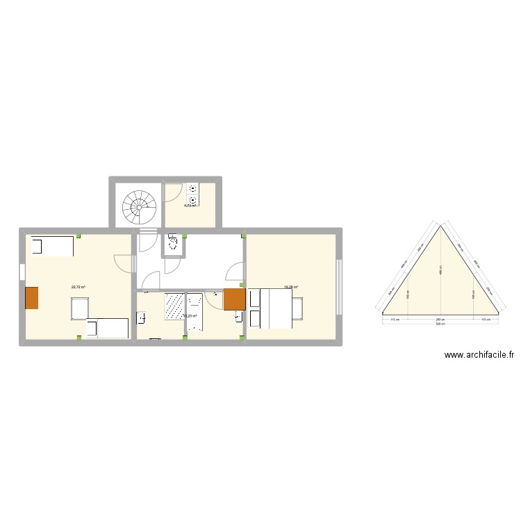 combles. Plan de 0 pièce et 0 m2
