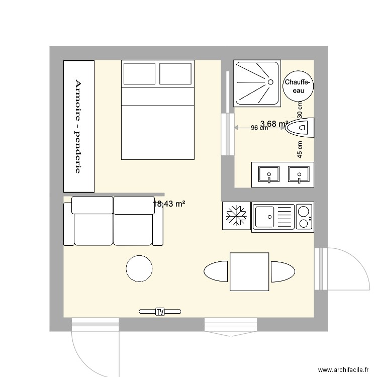 studio 25m2. Plan de 0 pièce et 0 m2