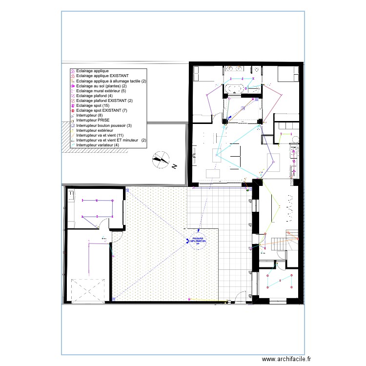 ECLAIRAGE Extension et Existant rdc FEV2020. Plan de 0 pièce et 0 m2