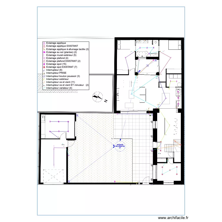 ECLAIRAGE Extension et Existant rdc FEV2020. Plan de 