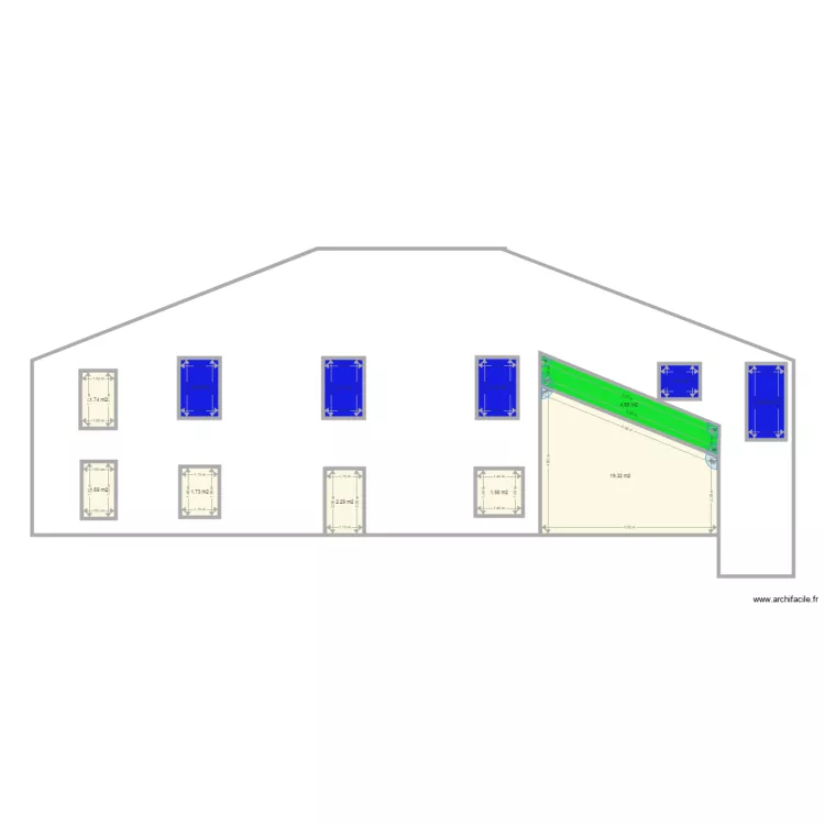 Facade ouest Benney. Plan de 