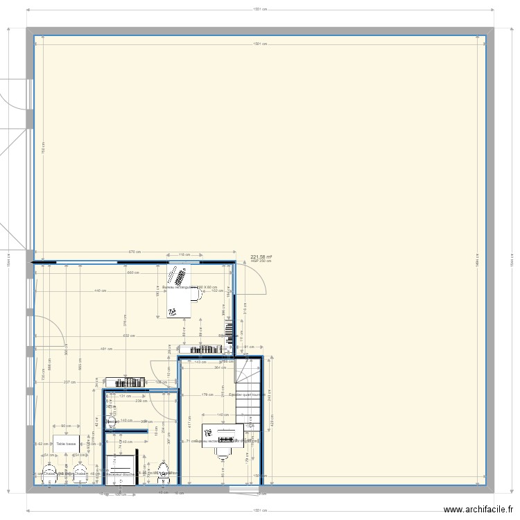 plan batiment. Plan de 1 pièce et 222 m2