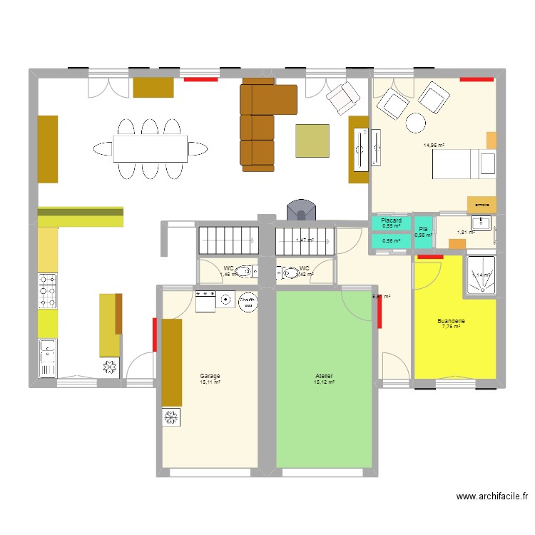 Geneston 7 et 8 Rch . Plan de 13 pièces et 68 m2