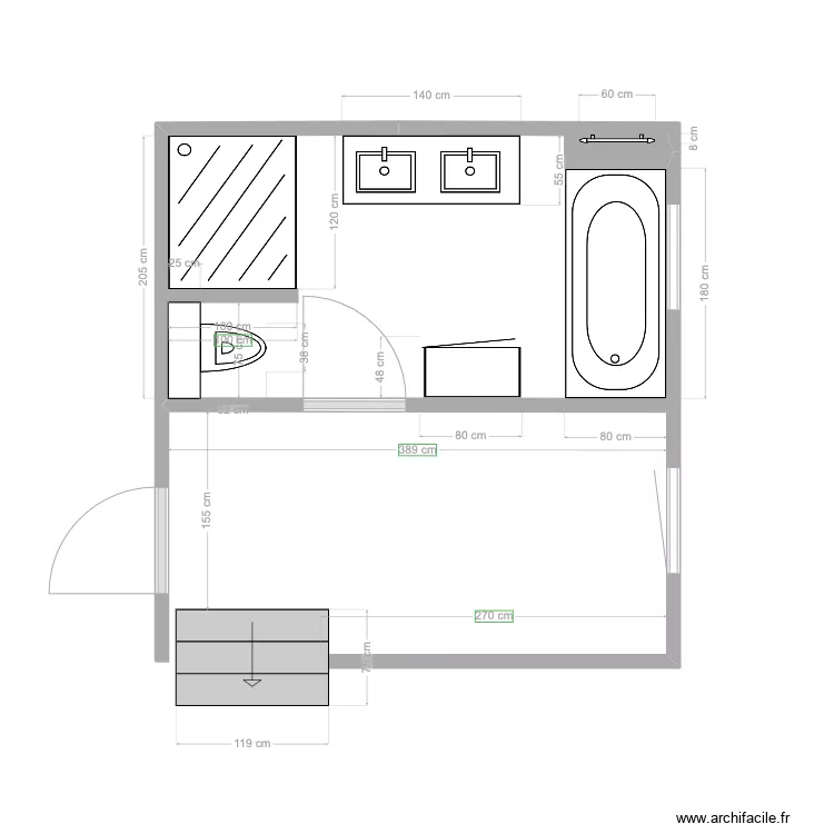 Am&eacute;nagement SDB V08. Plan de 