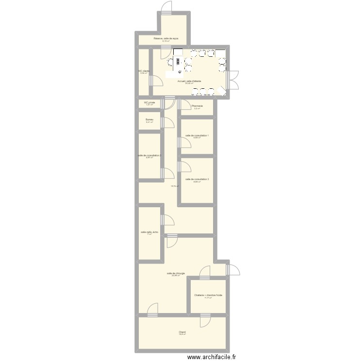 plan clinique vétérinaire Plan 14 pièces 134 m2 dessiné par gwen1319