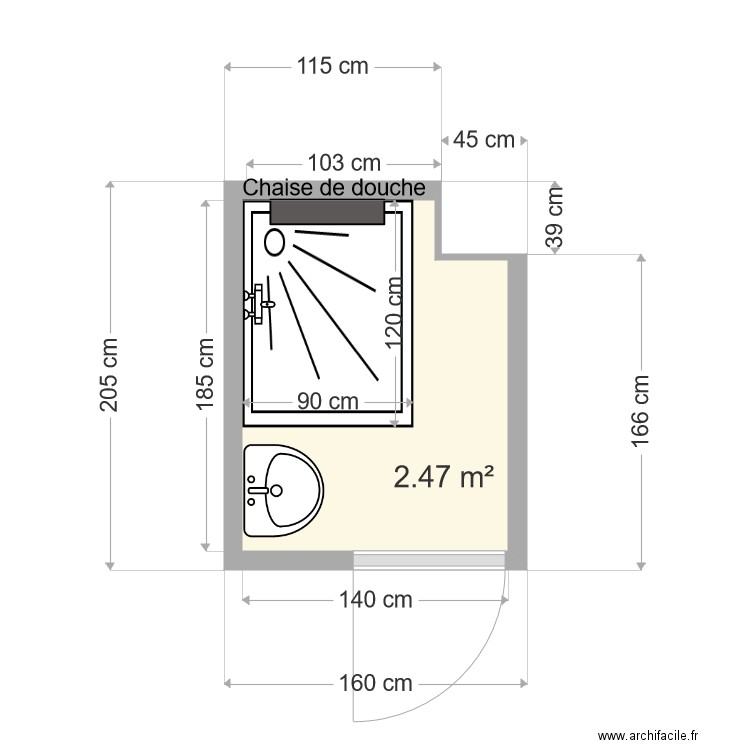 Salle de douche Ibrahim AIDAT après travaux. Plan de 0 pièce et 0 m2