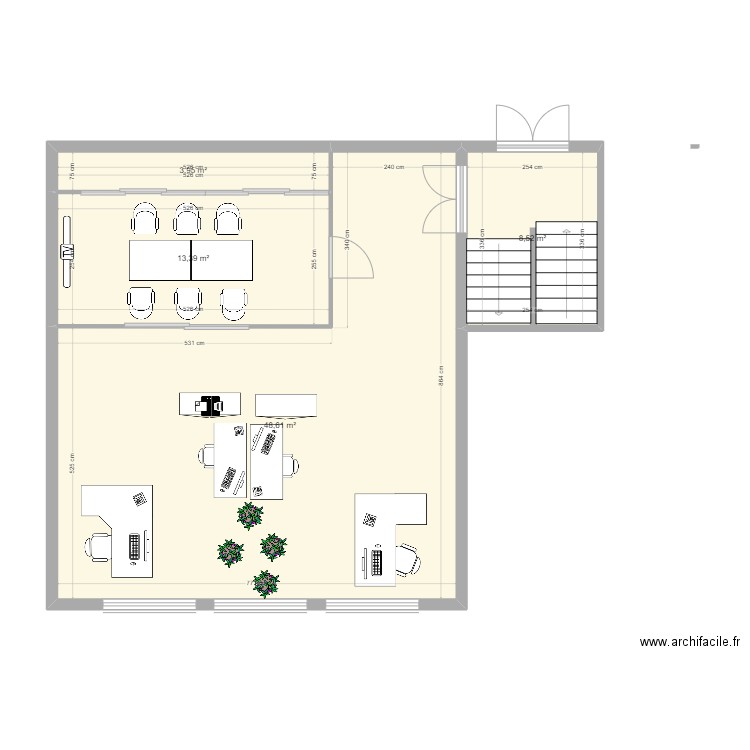 locaux eu Nord . Plan de 4 pièces et 74 m2