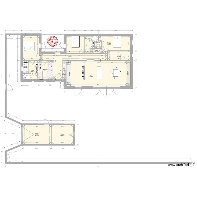 PLAN4B-22 ESSAI-JUIN-arriere cuisine -sans ouverture NORD-1 juin -134m2. Plan de 18 pièces et 169 m2