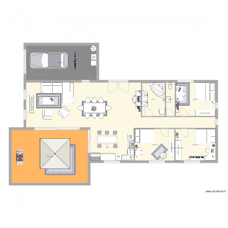 Pojet IT Villa . Plan de 8 pièces et 184 m2