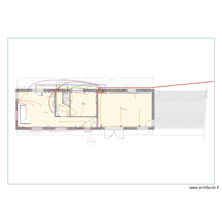 logement sud. Plan de 5 pièces et 78 m2