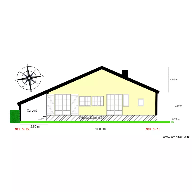 chalet 63 Facade NORD 1. Plan de 