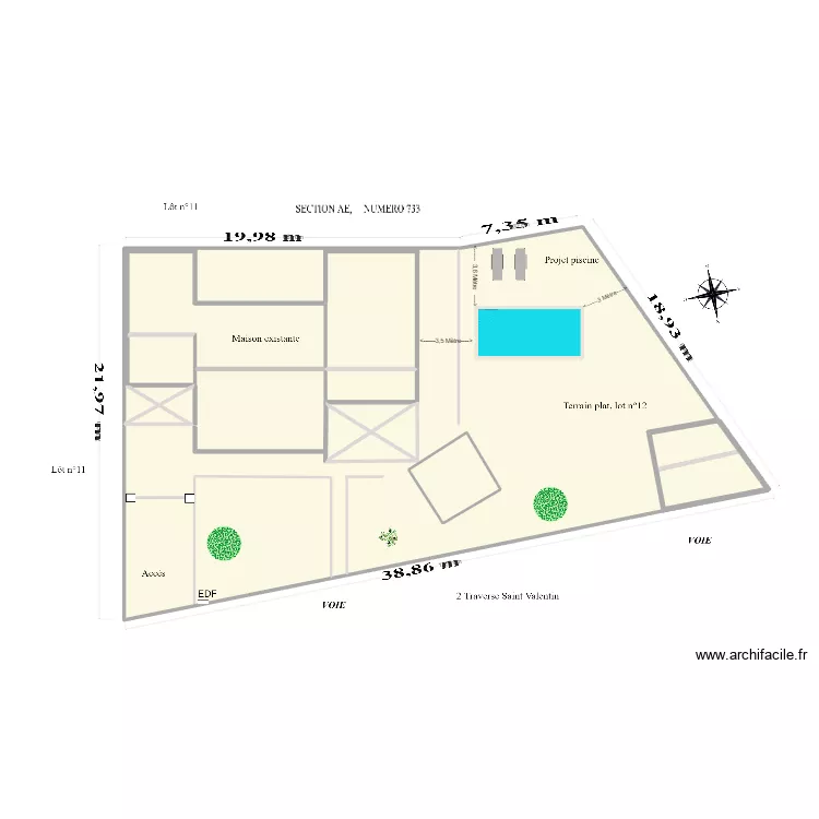 Plan de masse avec espace multifonction dans jardin. Plan de Plan de masse avec espace multifonction dans jardin. Plan de