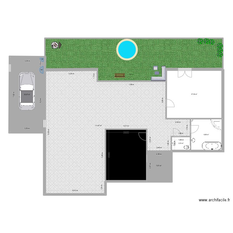 hej. Plan de 7 pièces et 209 m2