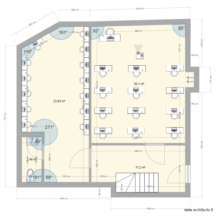 bureau pithiviers II. Plan de 4 pièces et 68 m2