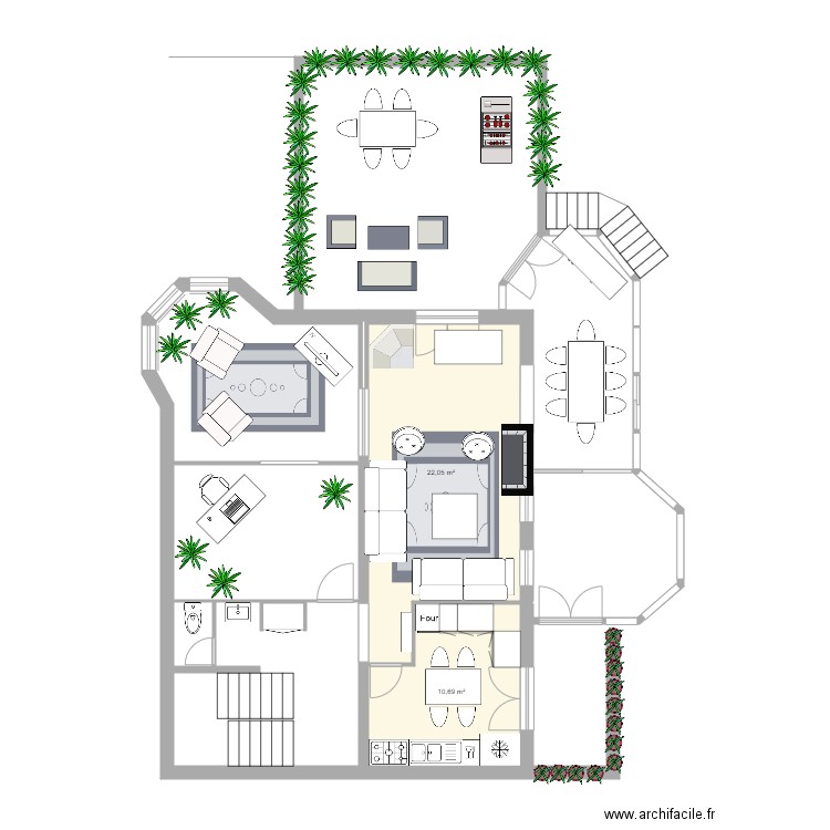 rez de chausse cluses. Plan de 2 pièces et 33 m2