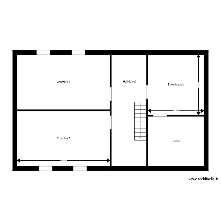 Bizory 2ème. Plan de 5 pièces et 93 m2