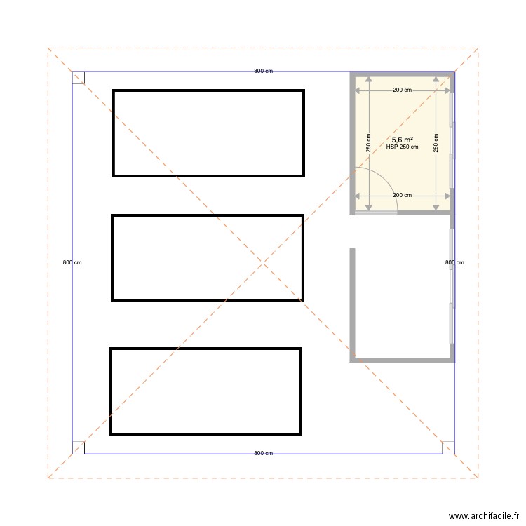 GARAGE. Plan de 1 pièce et 6 m2