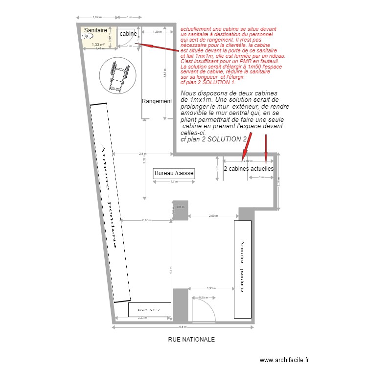 OCSANA Plan 1. Plan de 1 pièce et 1 m2