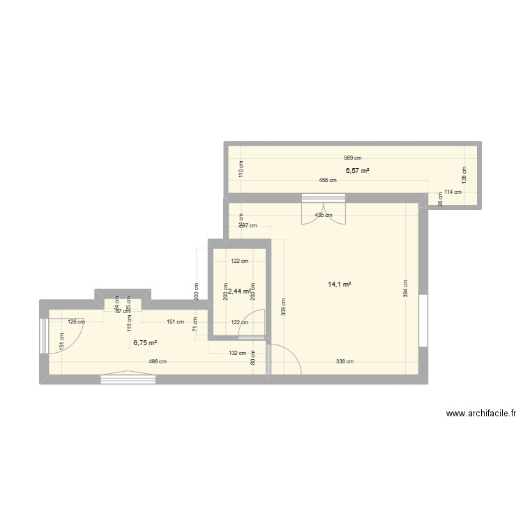 Studio Sierre brut. Plan de 4 pièces et 30 m2