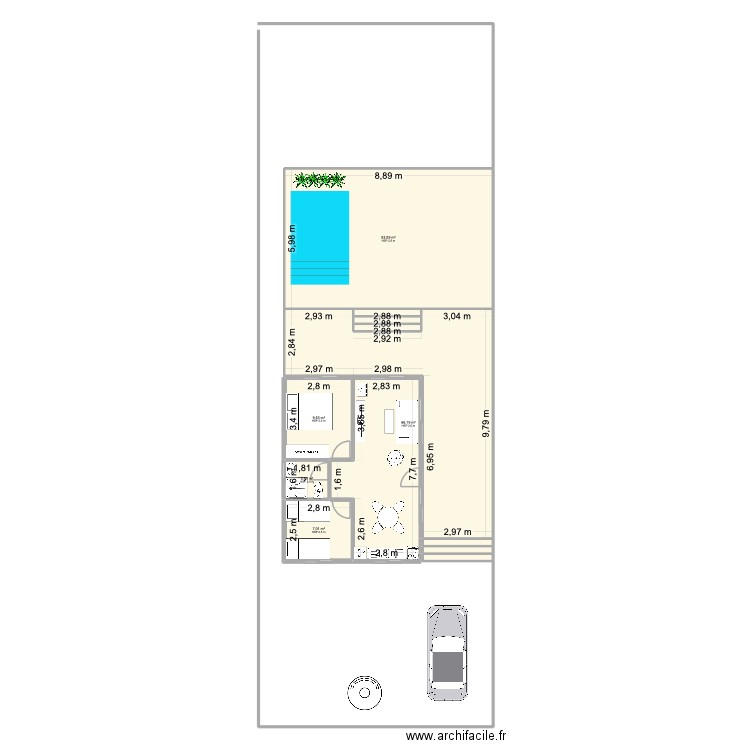 V001. Plan de 11 pièces et 144 m2