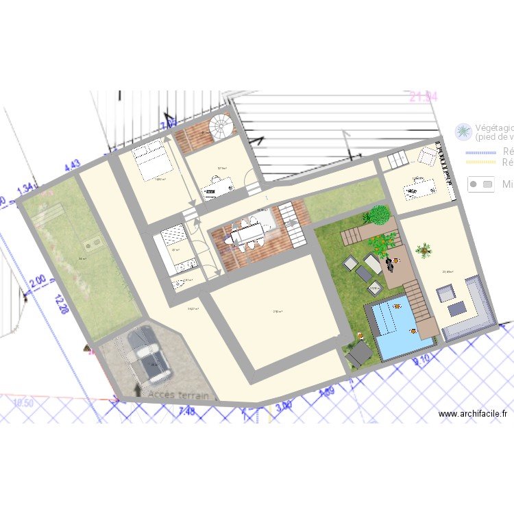 plan jardin devant maison. Plan de 46 pièces et 656 m2