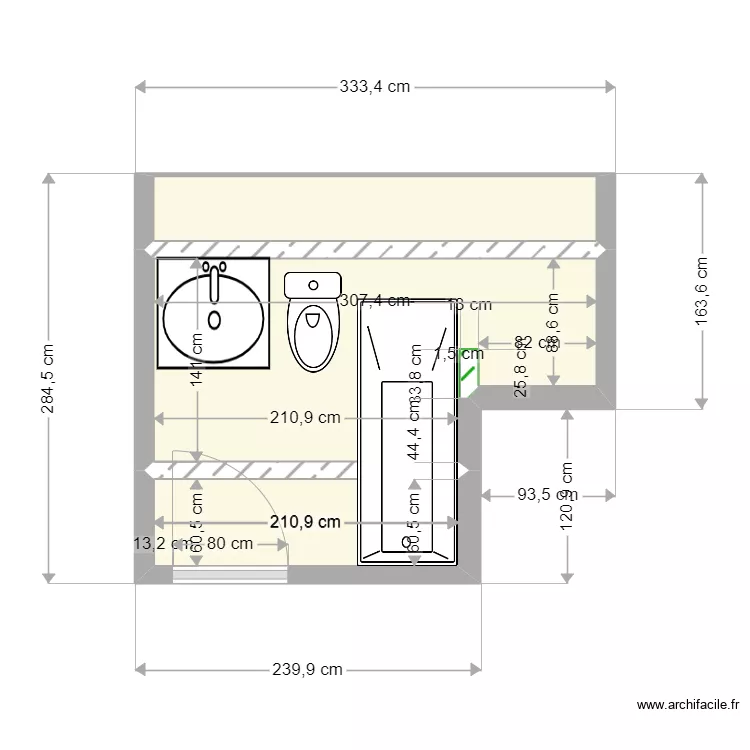 GRAND LEEZ salle de bain 2eme ILG V0. Plan de 