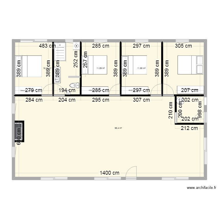 plan1. Plan de 4 pièces et 136 m2