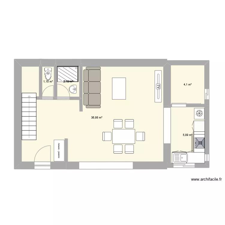 htn rdc. Plan de 5 Pièces et 50 m² htn rdc. Plan de 5 Pièces et 50 m²