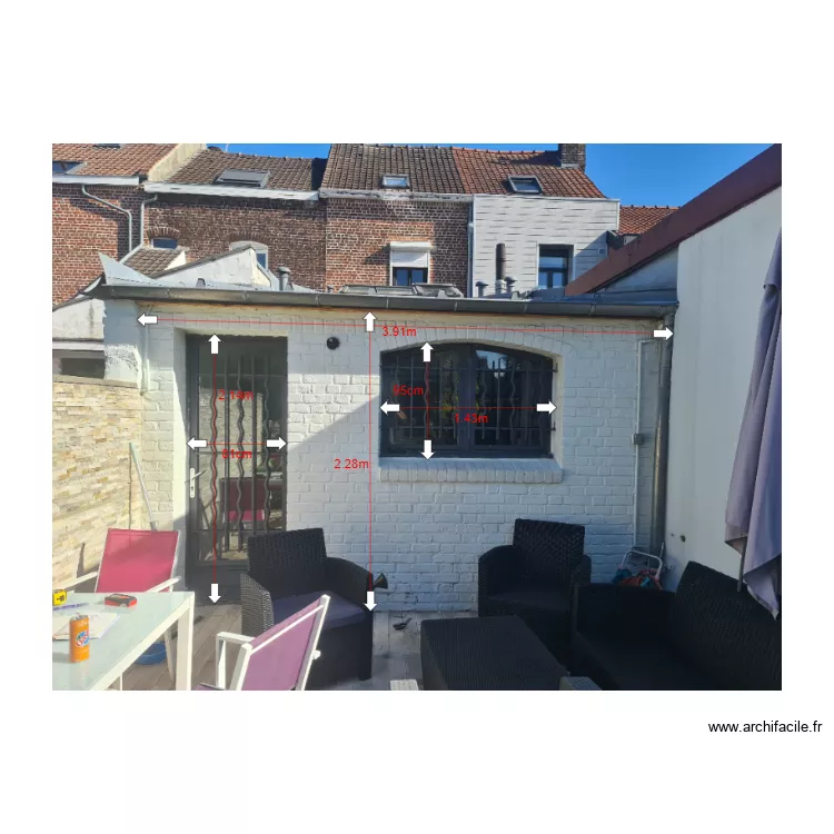 FACADE ARRIERE EXISTANTE. Plan de 