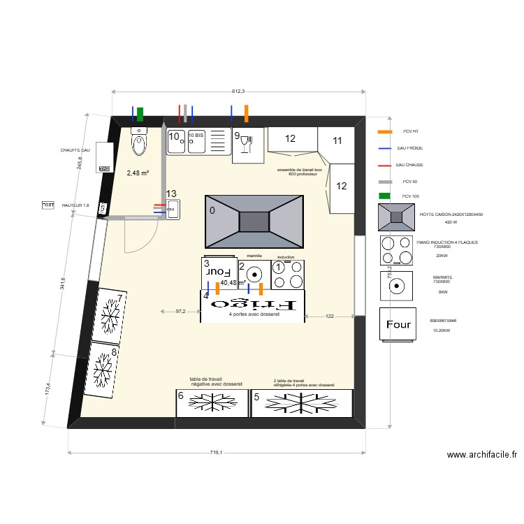 calonne 36. Plan de 2 pièces et 43 m2