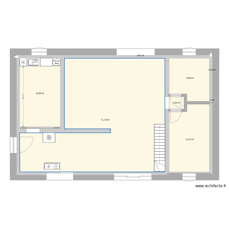 Remi rdc mur pierre. Plan de 0 pièce et 0 m2