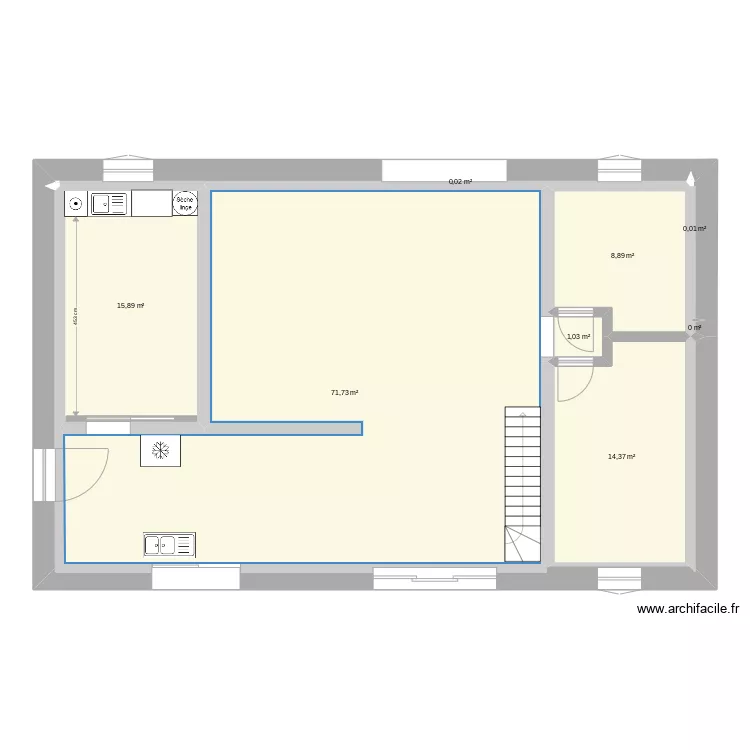 Remi rdc mur pierre. Plan de 