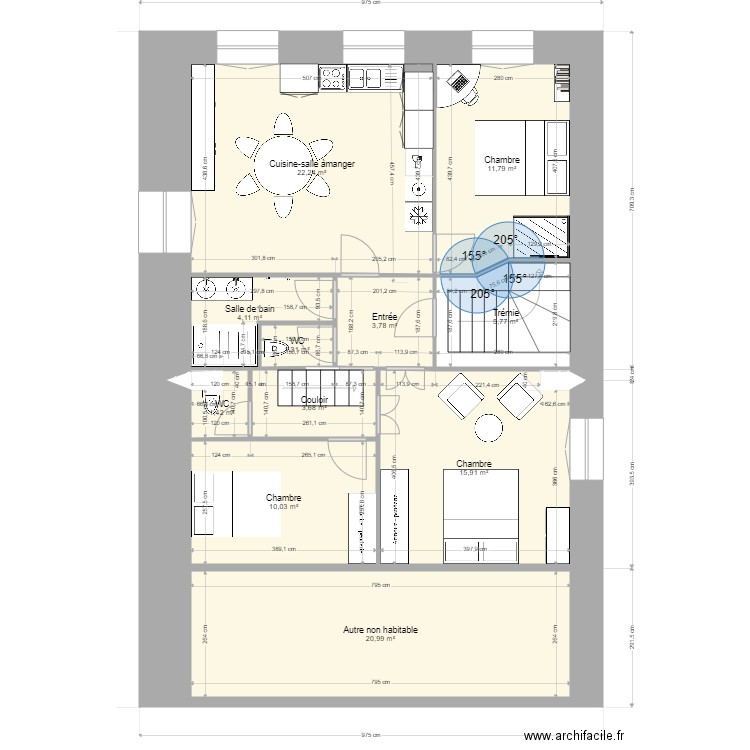 Minimesproj3. Plan de 19 pièces et 204 m2