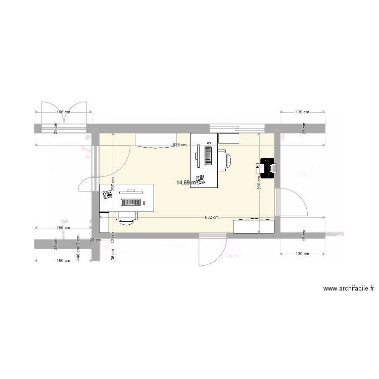 Bureau SoinSanté. Plan de 1 pièce et 15 m2