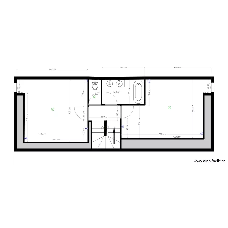 R2 c&ocirc;t&eacute;. Plan de 