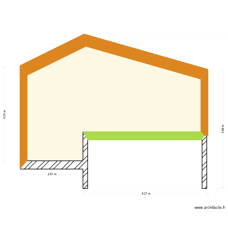 Annexe vue OUEST. Plan de 1 pièce et 25 m2