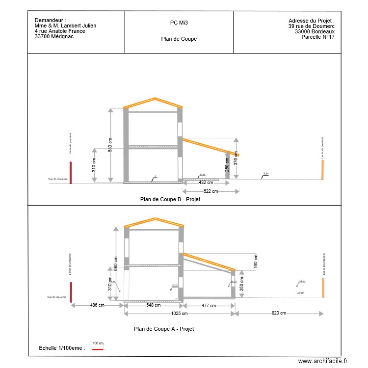 PC - Plan de coupe A projet -V4. Plan de 0 pièce et 0 m2