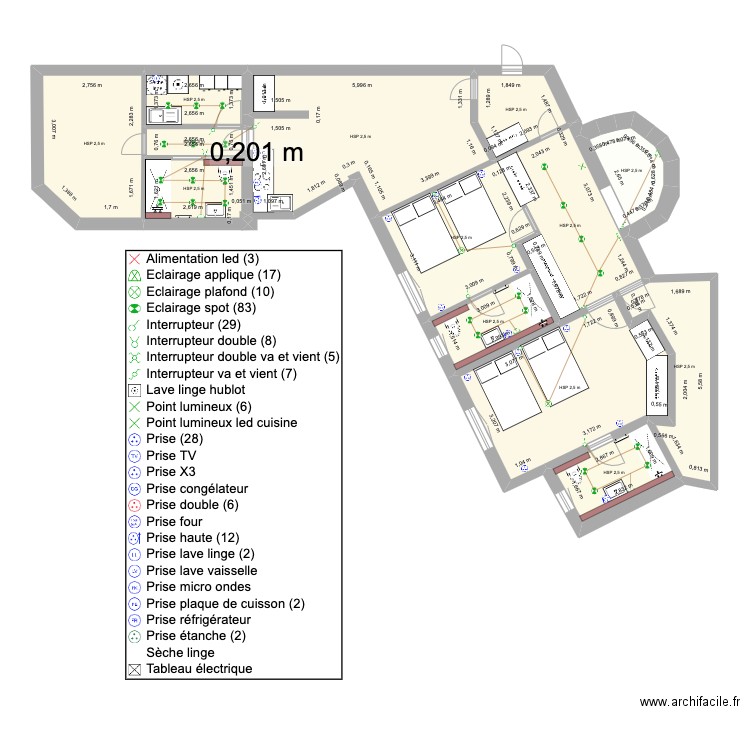 NATAF. Plan de 24 pièces et 308 m2