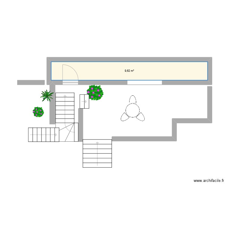 Terrasse. Plan de 1 pièce et 10 m2