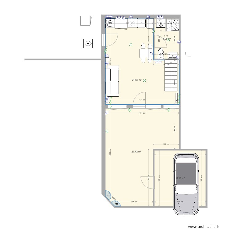 studio et mez. Plan de 0 pièce et 0 m2