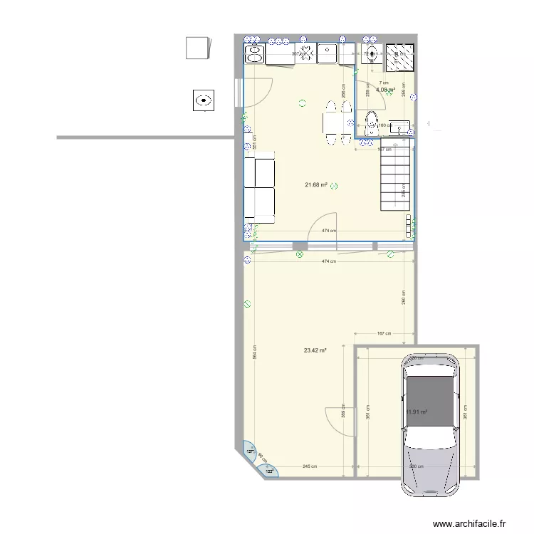 studio et mez. Plan de 